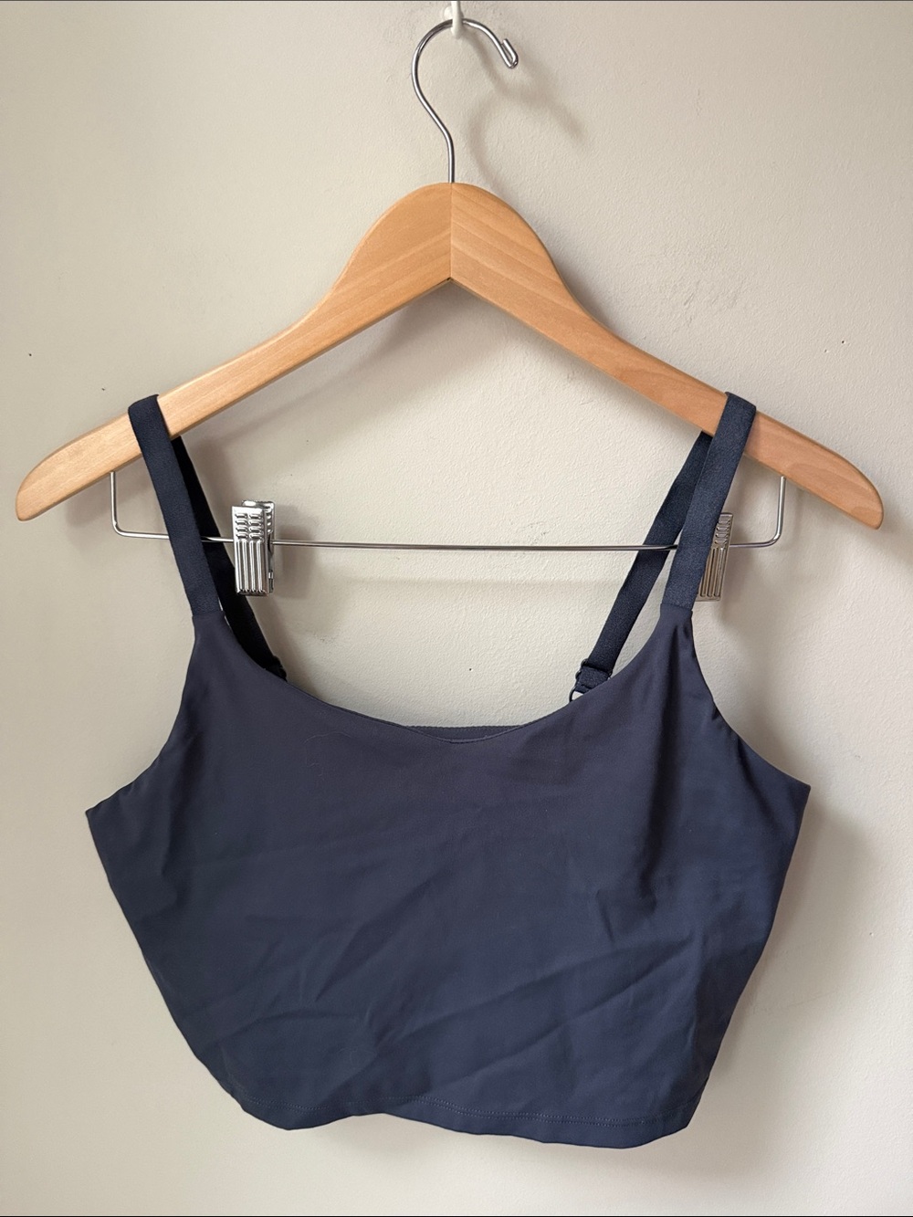 Athletic Longline Sports Bra Tank Slate Blue Gray Adjustable Straps Activewear